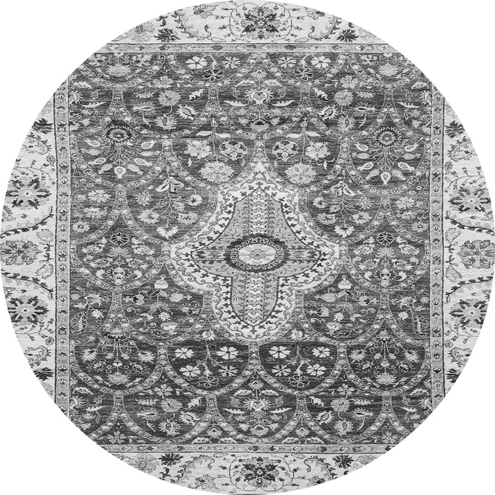 Round Machine Washable Abstract Gray Modern Rug, wshabs4094gry