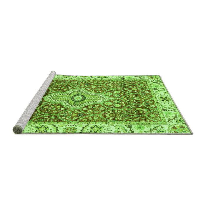 Sideview of Machine Washable Abstract Green Modern Area Rugs, wshabs4094grn