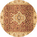 Round Abstract Brown Modern Rug, abs4094brn