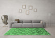 Machine Washable Oriental Emerald Green Traditional Area Rugs in a Living Room,, wshabs4095emgrn