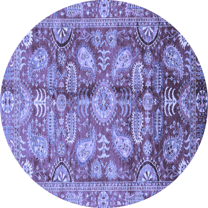 Round Machine Washable Oriental Blue Traditional Rug, wshabs4095blu