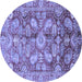 Round Machine Washable Oriental Blue Traditional Rug, wshabs4095blu