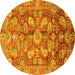 Round Machine Washable Oriental Yellow Traditional Rug, wshabs4095yw