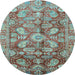 Round Oriental Light Blue Traditional Rug, abs4095lblu