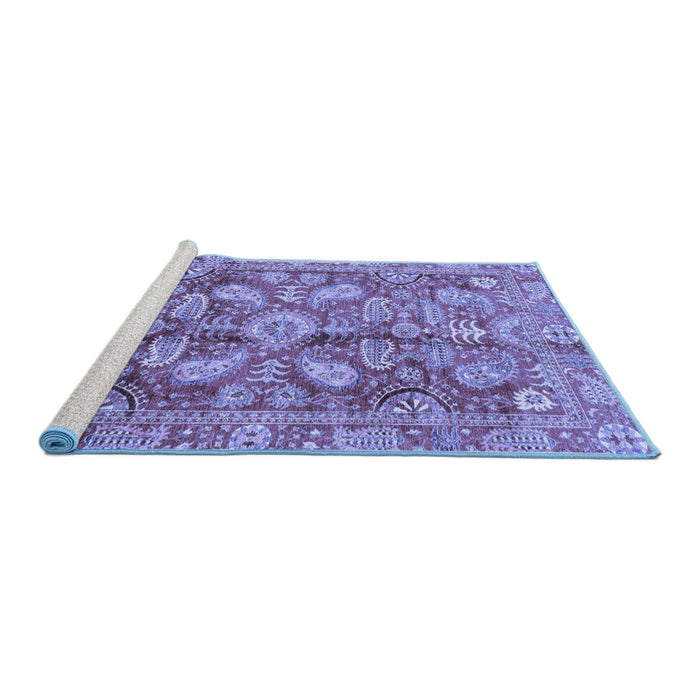 Sideview of Machine Washable Oriental Blue Traditional Rug, wshabs4095blu