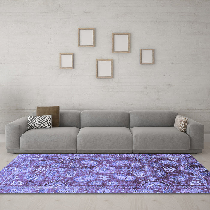 Machine Washable Oriental Blue Traditional Rug in a Living Room, wshabs4095blu