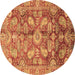 Round Oriental Brown Traditional Rug, abs4095brn