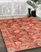 Abstract Brown Sand Brown Oriental Rug in Family Room, abs4095