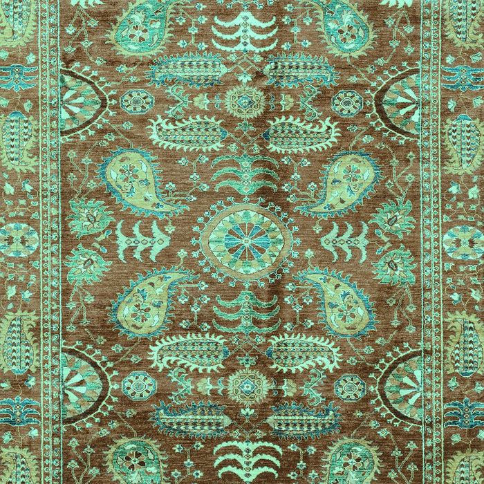 Machine Washable Oriental Turquoise Traditional Area Rugs, wshabs4095turq