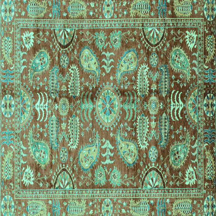 Square Oriental Turquoise Traditional Rug, abs4095turq