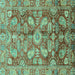 Square Oriental Turquoise Traditional Rug, abs4095turq