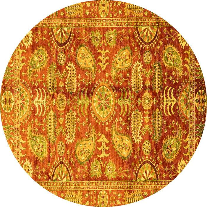 Round Oriental Yellow Traditional Rug, abs4095yw