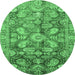 Round Oriental Emerald Green Traditional Rug, abs4095emgrn