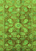 Machine Washable Oriental Green Traditional Area Rugs, wshabs4095grn