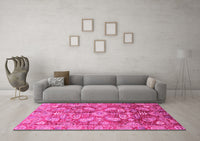 Machine Washable Oriental Pink Traditional Rug, wshabs4095pnk