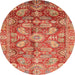 Round Machine Washable Abstract Brown Sand Brown Rug, wshabs4095