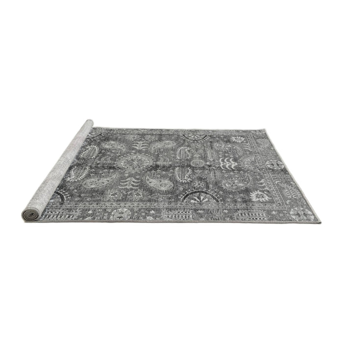 Sideview of Machine Washable Oriental Gray Traditional Rug, wshabs4095gry