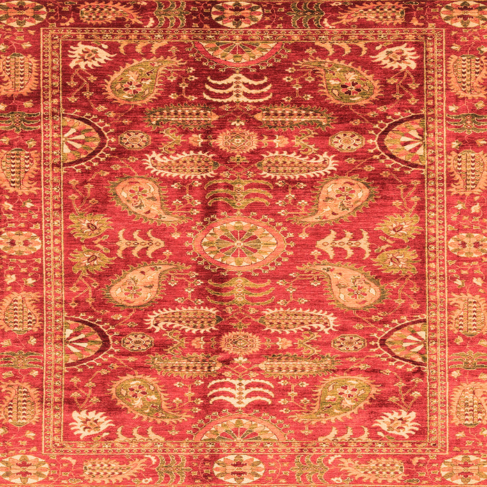 Square Machine Washable Oriental Orange Traditional Area Rugs, wshabs4095org