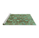 Sideview of Machine Washable Oriental Turquoise Traditional Area Rugs, wshabs4095turq