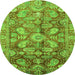 Round Oriental Green Traditional Rug, abs4095grn