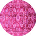 Round Oriental Pink Traditional Rug, abs4095pnk