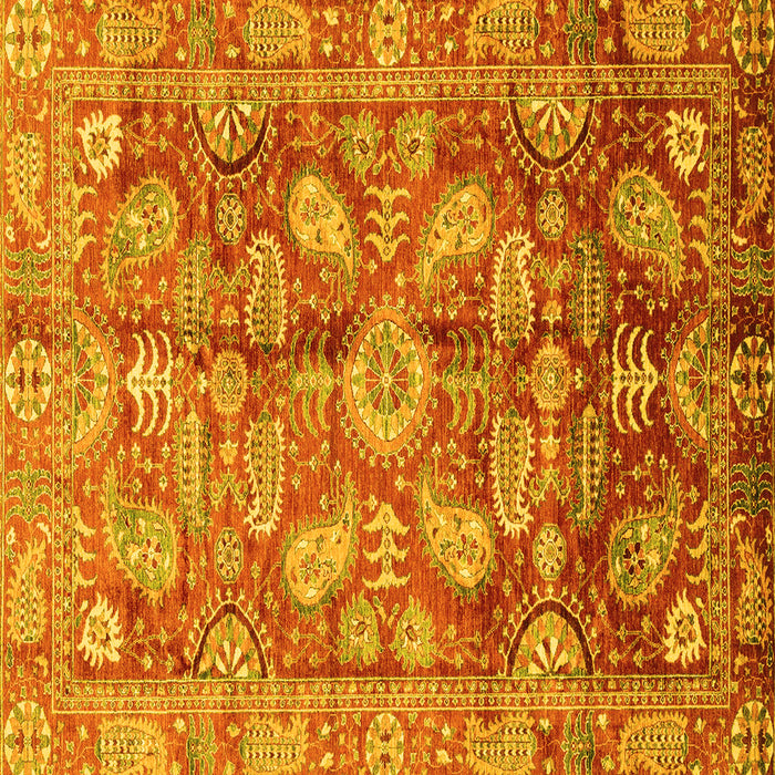 Square Machine Washable Oriental Yellow Traditional Rug, wshabs4095yw