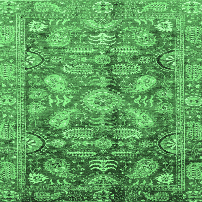 Square Oriental Emerald Green Traditional Rug, abs4095emgrn