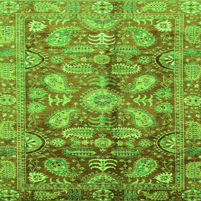 Square Oriental Green Traditional Rug, abs4095grn