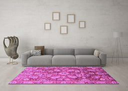 Machine Washable Oriental Purple Traditional Area Rugs in a Living Room, wshabs4095pur