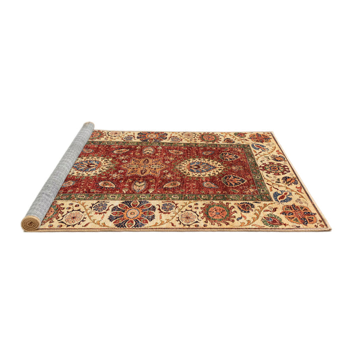 Sideview of Machine Washable Abstract Red Rug, wshabs4096