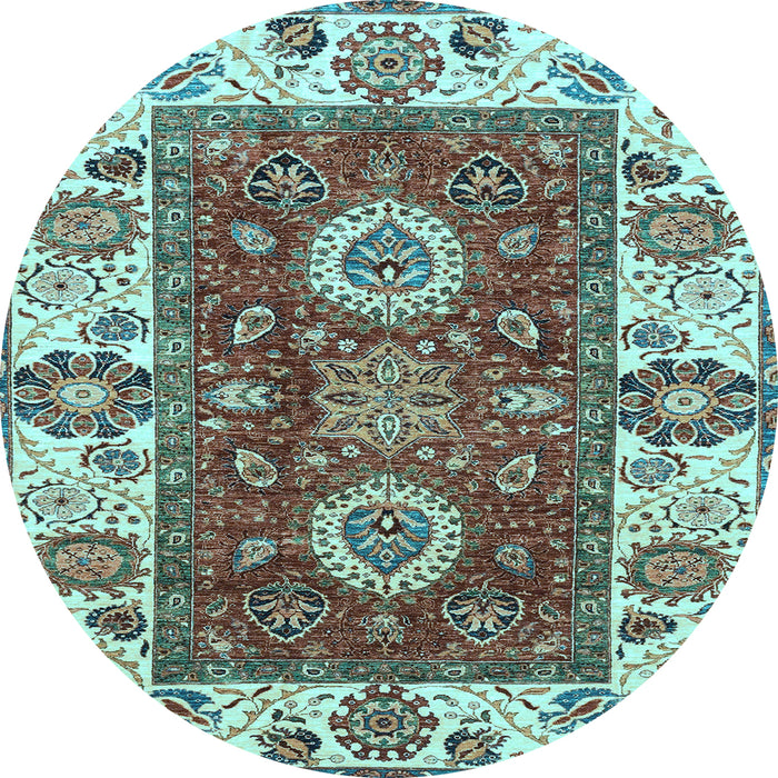 Round Machine Washable Abstract Light Blue Modern Rug, wshabs4096lblu