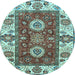 Round Machine Washable Abstract Light Blue Modern Rug, wshabs4096lblu