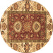 Round Machine Washable Abstract Brown Modern Rug, wshabs4096brn