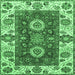 Square Abstract Emerald Green Modern Rug, abs4096emgrn