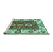 Sideview of Machine Washable Abstract Turquoise Modern Area Rugs, wshabs4096turq