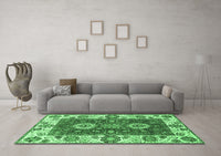 Machine Washable Abstract Emerald Green Modern Rug, wshabs4096emgrn