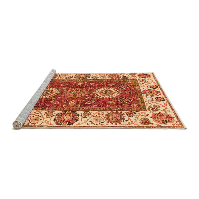 Sideview of Machine Washable Abstract Orange Modern Area Rugs, wshabs4096org