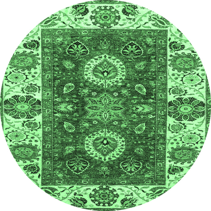 Round Abstract Emerald Green Modern Rug, abs4096emgrn