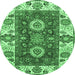 Round Abstract Emerald Green Modern Rug, abs4096emgrn