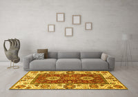 Machine Washable Abstract Yellow Modern Rug, wshabs4096yw