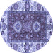 Round Machine Washable Abstract Blue Modern Rug, wshabs4096blu