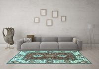 Machine Washable Abstract Light Blue Modern Rug, wshabs4096lblu