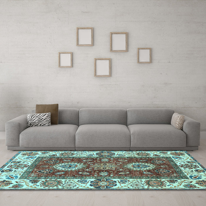 Machine Washable Abstract Light Blue Modern Rug in a Living Room, wshabs4096lblu