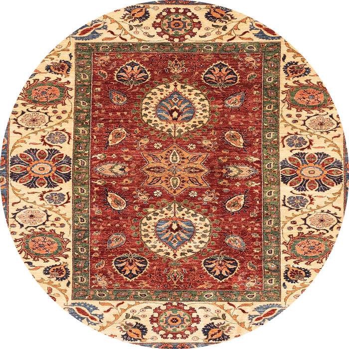 Round Abstract Red Modern Rug, abs4096