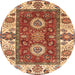 Round Abstract Red Modern Rug, abs4096