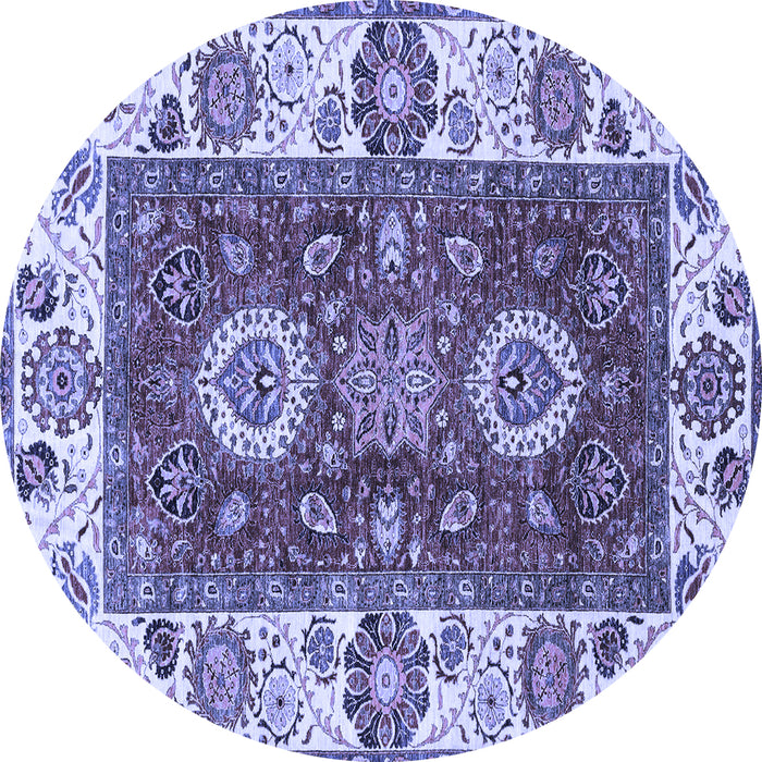 Round Abstract Blue Modern Rug, abs4096blu