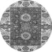 Round Abstract Gray Modern Rug, abs4096gry