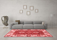 Machine Washable Abstract Red Modern Rug, wshabs4096red