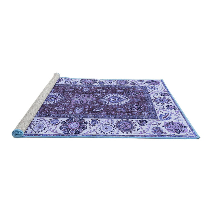 Sideview of Machine Washable Abstract Blue Modern Rug, wshabs4096blu