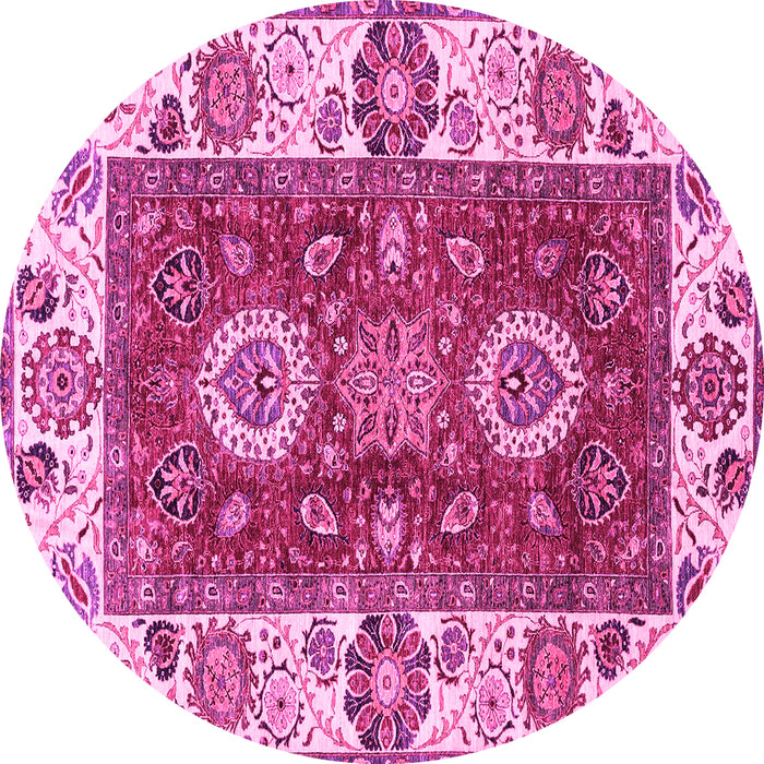 Round Abstract Pink Modern Rug, abs4096pnk